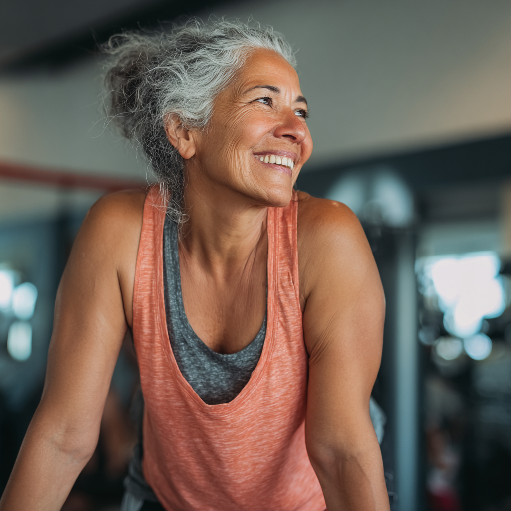 52 years old woman enjoying healthy lifestyle through fitness activities